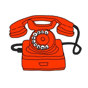 een geïllustreerde rode draai telefoon voor contact met schilder peter in Utrecht.