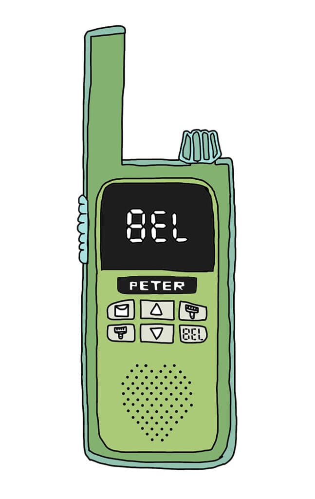 Illustratie groene portofoon: ga naar de contactpagina van Peter Werkt.